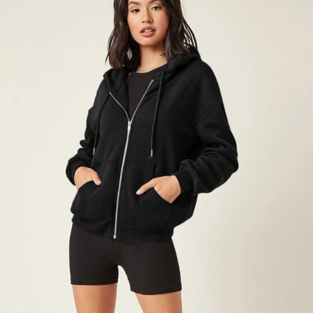 NWT Shein Basics Black Zip Up Hoodie